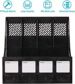 img 2 attached to 📚 Comix Sturdy Magazine File Plastic Holder Desk Organizer with 4 Compartments - Office Storage and Organization Folder for Efficient Storage - Black