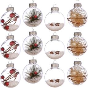 img 4 attached to Sea Team 70mm/2.76" Shatterproof Clear Plastic Christmas Ball Ornaments Craft Xmas Balls Baubles Set - Winter Theme Tree Decorations, Set of 24