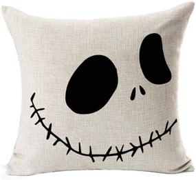 img 2 attached to 🎃 Lynzym Nightmare Before Christmas Throw Pillow Covers for Spooky Sofa Décor - Set of 3