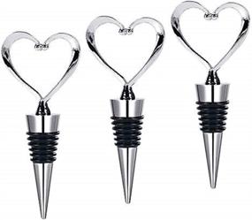 img 4 attached to 🍷 Wine Stoppers, 3-Pack of Reusable Stainless Steel Letter Design Wine and Beverage Bottle Stoppers - Perfect Gift for Wine Lovers, Holiday Parties, Weddings, Birthdays