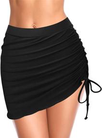 img 2 attached to SHEKINI Women's Black Bikini Bottom Swim Skirt: Pull-Tie Side Design for Stylish Bathing Suit Looks