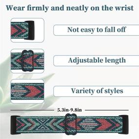 img 3 attached to 🤸 Fitbit Charge 4/Charge 3/SE Adjustable Braided Sport Elastic Watch Bands - Veezoom Stretchy Breathable Fabric Solo Loop Nylon Strap Replacement Wristband, Colorful Pattern for Women and Men