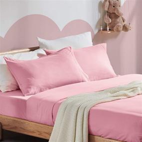 img 4 attached to 🛏️ SLEEP ZONE Ultra Soft Kids Twin Size Sheet Set - Wrinkle & Fade Resistant Double Brushed Microfiber Sheets with Pillowcase for Twin Bed (Twin, Ballet Pink)