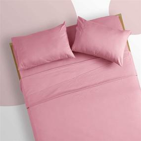 img 2 attached to 🛏️ SLEEP ZONE Набор тканей Twin Size для детей Ultra Soft - Простыни из микрофибры, устойчивые к морщинам и выцветанию, с двойной чисткой, с наволочкой для кровати Twin (Twin, балетно-розовый)