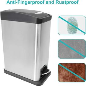 img 2 attached to 🗑️ CTETC Slim Small Trash Can with Lid - Compact Stainless Steel Wastebasket for Bathrooms, Bedrooms, and Offices - Soft Close & Removable Inner Bin - 2.1Gal/8L - Anti-Fingerprint Brushed Finish