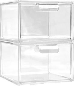 img 2 attached to 🗄️ ImpiriLux Stackable Acrylic Drawer Organizer Set for Kitchen and Bathroom, Two Drawers with Dividers