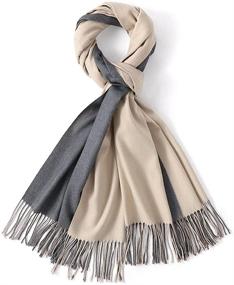 img 3 attached to 🧣 Stay Cozy in Style: LEMZONE Women's Cashmere Feel 2 Tone Winter Scarf – Large Pashmina Shawls and Wraps