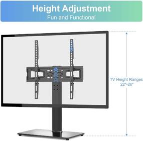 img 1 attached to 📺 Height Adjustable Universal TV Stand Table Top Stand for 27-55 inch LCD LED TVs - Tempered Glass Base with Wire Management, Black, VESA 400x400mm