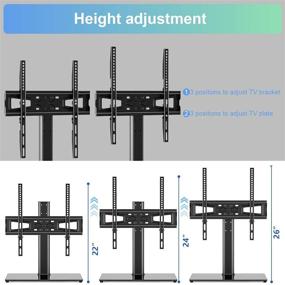 img 2 attached to 📺 Height Adjustable Universal TV Stand Table Top Stand for 27-55 inch LCD LED TVs - Tempered Glass Base with Wire Management, Black, VESA 400x400mm