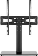 📺 height adjustable universal tv stand table top stand for 27-55 inch lcd led tvs - tempered glass base with wire management, black, vesa 400x400mm logo