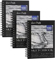 📚 set of 3 art sketchbooks, spiral bound drawing pads with 100 ivory color sheets each, measuring 8.5 x 5.5 inches logo