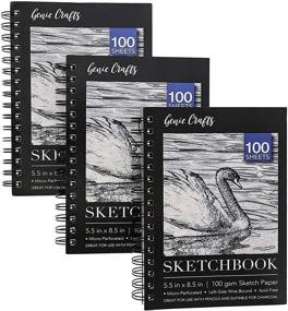 img 4 attached to 📚 Set of 3 Art Sketchbooks, Spiral Bound Drawing Pads with 100 Ivory Color Sheets Each, Measuring 8.5 x 5.5 Inches