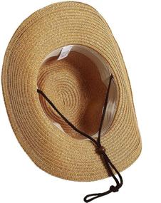 img 1 attached to 🤠 Lanzom Women's Packable Straw Beach Sun Hat with Wind Lanyard - Summer Cowboy Straw Hats for Better SEO