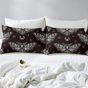 img 2 attached to 🦋 Manfei Death Moth Duvet Cover Set: Gothic Skull Bedding for Youth, Queen Size 3pcs - Ideal Decoration for Kids, Boys, and Teens Room - Moon and Stars Print Quilt Cover with 2 Pillowcases