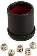 🎲 premium black/cream deluxe leather-like dice cup set with 5 poker dice - chh ss-cqg-7815 логотип