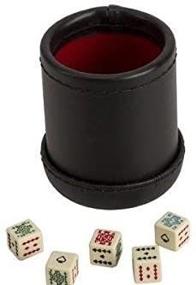 img 2 attached to 🎲 Premium Black/Cream Deluxe Leather-Like Dice Cup Set with 5 Poker Dice - CHH SS-CQG-7815