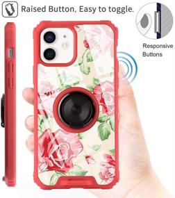 img 2 attached to IPhone 12 Pro Case Rose Floral Design With Ring Holder Kickstand Screen Protector 360 Degree Rotating (Work With Magnetic Car Mount) For Women Girls Cute Flower Cover Case For IPhone 12/12 Pro 6