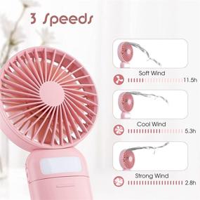 img 1 attached to 💨 Decorneo Portable Handheld Fan with Makeup Lights, Rechargeable Mini Fan Necklace, Silent 3 Speed USB Desk Fan with Stand - Small Hand Held Fan for Women Travel Outdoor Indoor, Pink