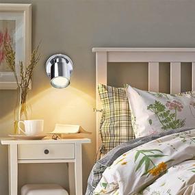 img 1 attached to 🔦 DLLT Indoor LED Wall Spotlight - Adjustable 3W Multi-Purpose Wall Lamp, Surface Mounted Downlight with GU10 Bulb and US Plug for Bedside Headboard Picture, Polished Chrome Finish, Warm White