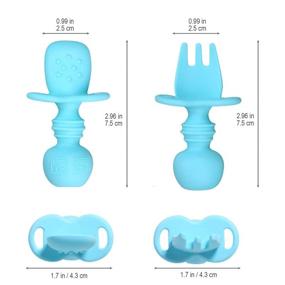 img 3 attached to Silicone Utensils Feeding Toddler Lightblue