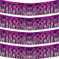 vibrant 10ft by 15in purple foil fringe garland - pack of 4: shiny metallic tinsel for parade floats, bridal shower, bachelorette, wedding, birthday, christmas, wall hanging logo