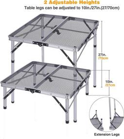 img 1 attached to Outdoor Square Folding Grill Tables by CAMPMOON: Heat Resistant, Lightweight Metal Cooking Table with Adjustable Height Legs, 2 Feet, Silver