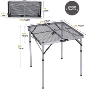 img 2 attached to Outdoor Square Folding Grill Tables by CAMPMOON: Heat Resistant, Lightweight Metal Cooking Table with Adjustable Height Legs, 2 Feet, Silver