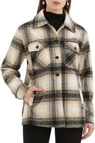 img 4 attached to Womens Brushed Flannel Shacket Oversize