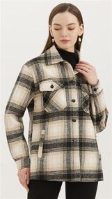img 3 attached to Womens Brushed Flannel Shacket Oversize