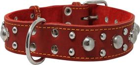 img 2 attached to 🐕 Red Real 1.5-inch Wide Thick Leather Studded Dog Collar - Suitable for Large Breeds with Neck Sizes 17-21.5 inches