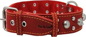 img 4 attached to 🐕 Red Real 1.5-inch Wide Thick Leather Studded Dog Collar - Suitable for Large Breeds with Neck Sizes 17-21.5 inches