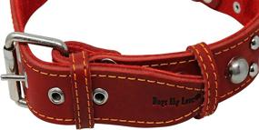 img 1 attached to 🐕 Red Real 1.5-inch Wide Thick Leather Studded Dog Collar - Suitable for Large Breeds with Neck Sizes 17-21.5 inches