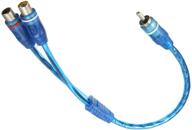 🔌 2-pack of car auto audio rca splitter adapter cable - rca y adapter connector, 1 male to 2 female, blue logo