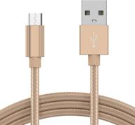 🔌 6 футовый оплетенный микро-usb-кабель - прочный кабель быстрой зарядки для samsung galaxy s6 / s7, планшета, bluetooth-колонки, беспроводных наушников - золотой. логотип