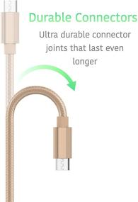 img 1 attached to 🔌 6 футовый оплетенный микро-USB-кабель - прочный кабель быстрой зарядки для Samsung Galaxy S6 / S7, планшета, Bluetooth-колонки, беспроводных наушников - золотой.