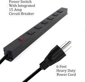 img 1 attached to 💡 Commercial Grade Power Strip with 6 Outlets, 6 Ft UL 14AWG Cord & Straight Plug – Ideal for Industrial, School, Home Use – ETL Approved & Listed – 15A 125V 1875W – Black, 1 Pack