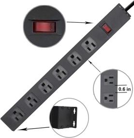 img 2 attached to 💡 Commercial Grade Power Strip with 6 Outlets, 6 Ft UL 14AWG Cord & Straight Plug – Ideal for Industrial, School, Home Use – ETL Approved & Listed – 15A 125V 1875W – Black, 1 Pack