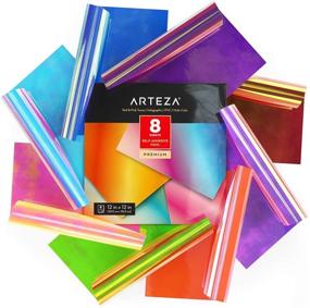 img 4 attached to 🎨 Arteza Holographic Self Adhesive Vinyl Set of 8 - 12x12 Inch Red & Pink Opal Craft Sheets: Easy to Cut, Weed & Perfect for Indoor/Outdoor Projects - Compatible with Most Craft Cutters