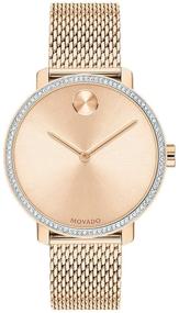 img 1 attached to Стильные женские швейцарские кварцевые часы Movado с розовым золотом и ремешком из нержавеющей стали - модель 3600657