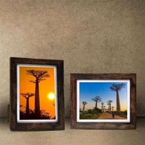 img 1 attached to Set of 4 Rustic Brown 8x10 Picture Frames with Mat for Tabletop or Wall - Enhance Your Décor