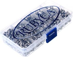 img 2 attached to Чешские белые прозрачные кристаллические заклепки в наборе RUBYCA 570 штук: набор для ручной кожи с металлическими заклепками цвета серебра