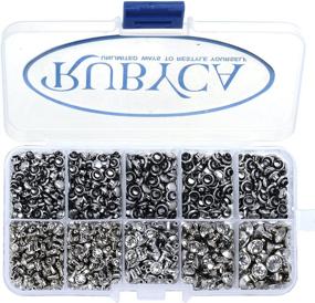img 4 attached to Чешские белые прозрачные кристаллические заклепки в наборе RUBYCA 570 штук: набор для ручной кожи с металлическими заклепками цвета серебра