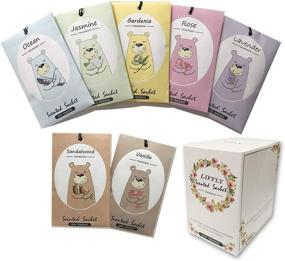 img 4 attached to 🌸 LIFFLY 14-Packs Scented Sachets for Drawers and Closets - Lavender, Rose, Jasmine, Ocean, Vanilla, Sandalwood, Gardenia - 7 Unique Scents