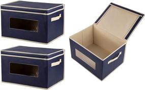 img 4 attached to 📦 Juvale Navy Foldable Storage Bins - Set of 3 Fabric Cubes, 16.2 x 10 x 12 inches