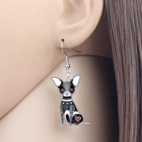 img 3 attached to 🐶 DUOWEI Enamel Chihuahua Dangle Drop Earrings - Cute Floral Dog Jewelry for Women, Girls, and Teens