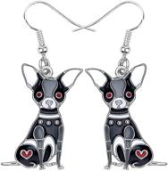 🐶 duowei enamel chihuahua dangle drop earrings - cute floral dog jewelry for women, girls, and teens logo