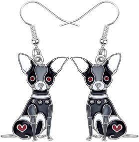 img 4 attached to 🐶 DUOWEI Enamel Chihuahua Dangle Drop Earrings - Cute Floral Dog Jewelry for Women, Girls, and Teens