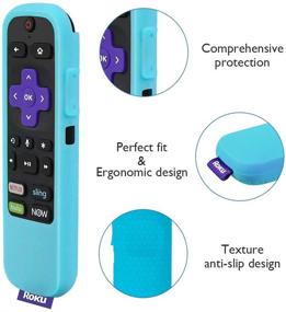 img 3 attached to 📺 Glow Blue Silicone Protective Soft Case for TCL Roku TV Steaming Stick 3600R Remote Control - Honey Comb Series, Lightweight Shockproof Cover