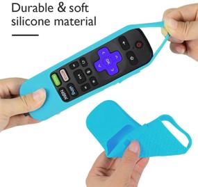 img 2 attached to 📺 Glow Blue Silicone Protective Soft Case for TCL Roku TV Steaming Stick 3600R Remote Control - Honey Comb Series, Lightweight Shockproof Cover