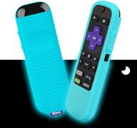 📺 glow blue silicone protective soft case for tcl roku tv steaming stick 3600r remote control - honey comb series, lightweight shockproof cover logo